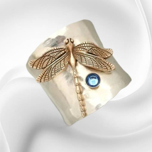 Boho Style 925 Silver Plated Moonstone Inlaid Dragon-fly Wide Ring Size 9 - £22.96 GBP