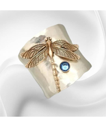 Boho Style 925 Silver Plated Moonstone Inlaid Dragon-fly Wide Ring Size 9 - $29.40
