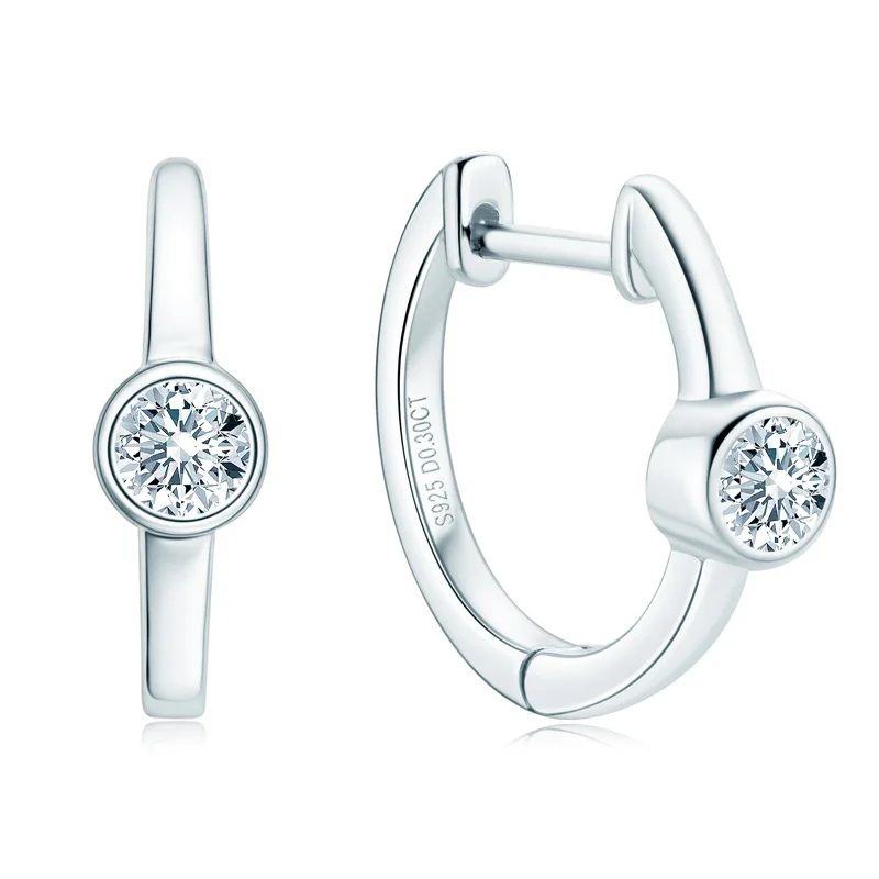 Real 40.3 Carat D Color Moissanite Hoop Earrings For Women Top Quality 925 Sterl - £42.05 GBP