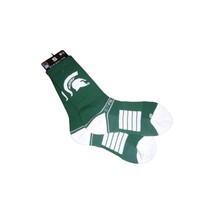 Michigan St Spartans NCAA Men&#39;s Full Knit Logo Crew Socks Green M/L (8-12) - £14.28 GBP