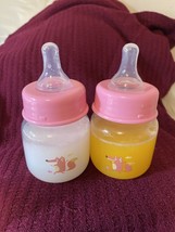 Reborn 2 Bottles - 2oz Pink “PREEMIE NO HOLE NIPPLE” Faux Milk/OJ - $9.90