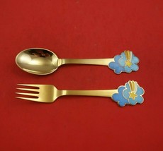Christmas by A. Michelsen Sterling Silver Fork and Spoon Set 2pc 1975 Vermeil - £123.79 GBP