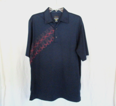 Greg Norman men&#39;s polo shirt Medium  Play Dry navy red trim short sleeves - $15.63