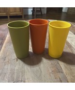 Vintage Tupperware Tumblers Cups #1320 8 oz. Harvest Colors Lot 3 Stackable - $11.30