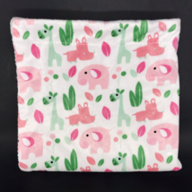 S L Home Fashions Baby Blanket Safari Pink Green Elephant Giraffe Rhino - £16.51 GBP