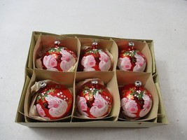6 Vintage Red Mr Mrs Santa Claus Inarco Italy Christmas glass Ornaments 3&#39;&#39; Rare - £23.67 GBP