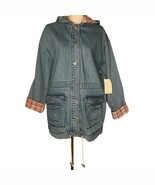 NEW Vtg 90s Stefano Womens Oversize Denim Barn Jean Jacket Plaid Trim Ho... - $1,000.34 MXN