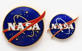 Lot 2 NASA Logo Enamel Pins Meatball Design Space Program Astronaut Aero... - $22.00