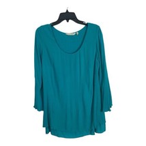 Soft Surroundings Womens Shirt Size Medium Blue/Green Lined V Neck Norm ... - $25.04