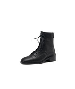 Handmade Custome Women Girls Leather Martin Boots Size 10 Black  - £70.70 GBP