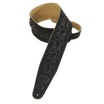 Levy&#39;s Leathers PMS44T03-BLK Hand-Brushed Suede Guitar Strap with Paisley Patter - £36.33 GBP