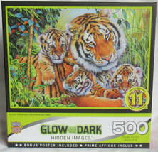 Master Jigsaw 500 Puzzle Pieces MOTHERS&#39;S EMBRACE Tigers Cubs Glow in th... - $26.15