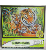 Master Jigsaw 500 Puzzle Pieces MOTHERS&#39;S EMBRACE Tigers Cubs Glow in th... - £20.52 GBP
