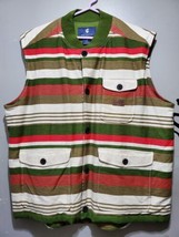 Rocawear Classic Men&#39;s Vest 2XL Brown Red Green Striped 90s 00s Hip Hop ... - £23.98 GBP
