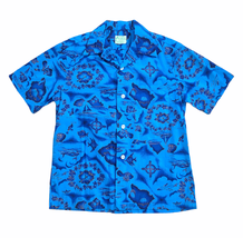 Vintage UI-MAIKAI Hawaii Shirt Blue Hawaiian Islands 1960s Men&#39;s Size Me... - £27.21 GBP