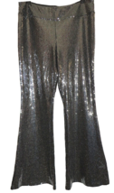 No Boundaries Women&#39;s Black And Silver Flare Legging Stretchy Disco Pant... - £19.63 GBP