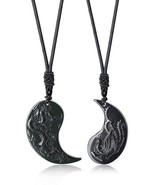 COAI Black Obsidian Dragon and Phoenix Yin Yang Pendant Necklaces for Co... - £71.40 GBP