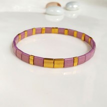 Purple tila bracelet,tila beads jewelry,lilac elastic stacking bracelet,delicate - £16.79 GBP