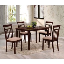 Samuel 5Pcs Dining Set, Beige Microfiber &amp;Espresso Finish - $10,884.20 MXN