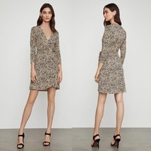 BCBG Maxazria Womens Leopard Print Faux Wrap Dress Knee Length Sz L Classic New - £61.89 GBP