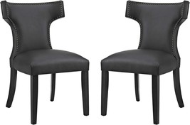 Modway Curve Mid-Century Vegan Leather Upholstered Two Dining Chair Set with - £265.78 GBP