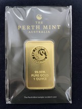 Gold Bar 31.104 Grams Perth Mint 1 Ounce Fine Gold 999.9 In Sealed Assay - £1,775.66 GBP