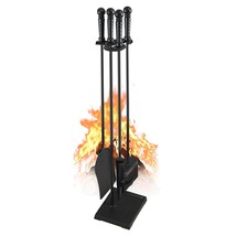 Fireplace Tools Set 27 Inch Modern Outdoor Wrought Iron Fireplace Access... - $52.24