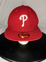 New Era 59fifty Philadelphia Phillies Baseball Cap Hat Adult Size 7 1/4 Red - €10,42 EUR