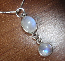 Small Moonstone Dbl-Gem 925 Sterling Silver Pendant Round &amp; Oval get exact item - £10.06 GBP