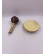 Set of 2 Musical Toys Maraca and Small Wooden Hand Drum - £9.86 GBP