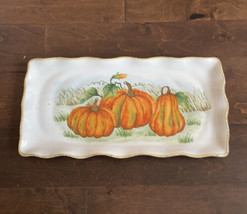 Maxcera Pumpkin Fall Leaves  Thanksgiving Serving Platter Ceramic New Fr... - $54.96