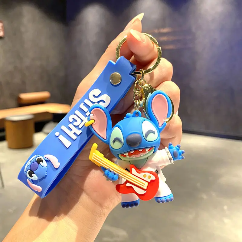 Stitch New Figures Keychain Guitar Skateboard Pvc Doll Charm Keyring -gu... - $2.87 CAD