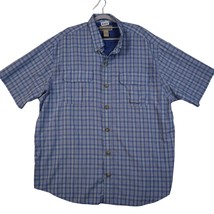 Duluth Trading Shirt Mens XL Blue Plaid Short Sleeve Button Up Casual - £18.68 GBP
