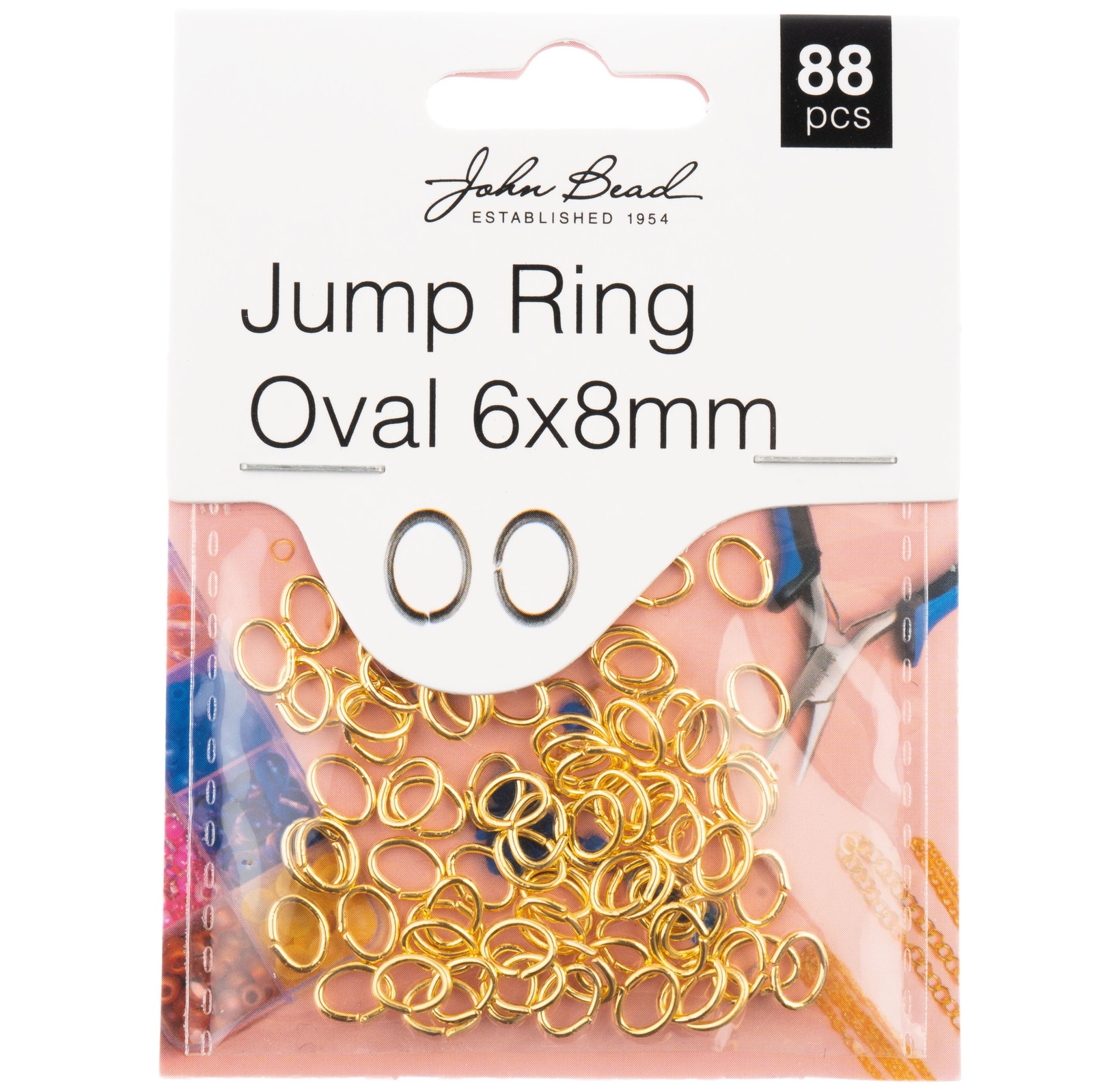 John Bead Jump Ring Oval 8x6mm 88/Pkg-Gold 1401169 - $8.29