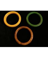 Lot of 3 Vintage Bakelite  color bangle bracelets, marbled &amp; solid; test... - €76,83 EUR