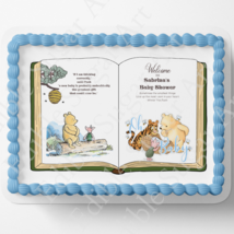 POOH BEAR BABY Shower Cake Topper Edible Image pooh bear book Nursery de... - £16.23 GBP+