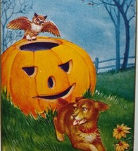 Halloween Postcard Whitney Puppy Dog Owl JOL Embossed Unposted Scarce - £79.78 GBP