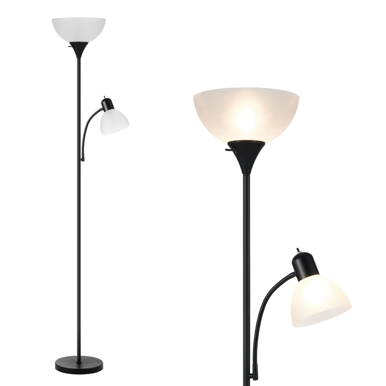 Adjustable Black Floor Lamp With Reading Light Susan Modern Standing Lamp For Li