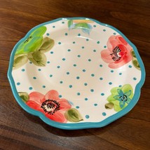 The Pioneer Woman Dinner Plate Vintage Bloom Turquoise Polka Dot Farmhou... - £7.29 GBP