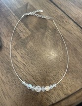 Swarovski Swan Graduated Faceted Crystal Bead Wire Choker Necklace Signed - £22.41 GBP