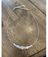 Swarovski Swan Graduated Faceted Crystal Bead Wire Choker Necklace Signed - £22.04 GBP