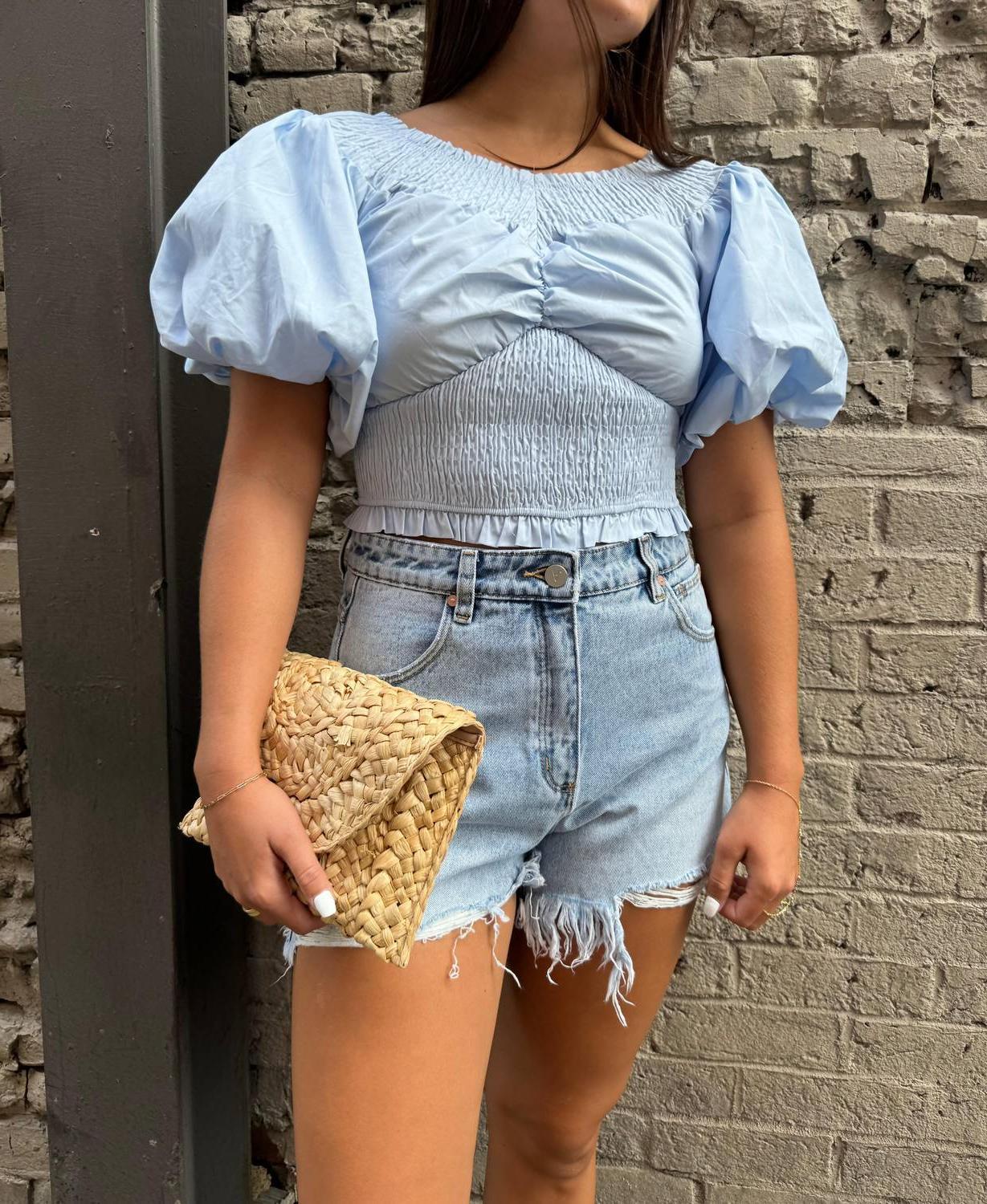 Mable Jasmine Blouse Baby Blue - $50.00