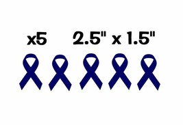 x5 Colon / Mesothelioma Cancer Ribbon blue Pack Vinyl Decal Stickers 2.5&quot; x 1.5&quot; - £3.13 GBP