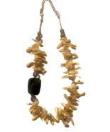 glass shell &amp; bead necklace  32&quot; chain hangs 9&quot; - $10.78 CAD