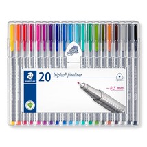 Staedtler Triplus Fineliner Pens, .3mm, Metal Clad Tip, 20-Pack, Assorted (334SB - £24.84 GBP