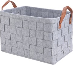 Grey (16&quot;X11.8&quot;X11.5&quot;) Collapsible Storage Basket Bins, Foldable, Clothes - £28.94 GBP