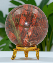 Polished Red UNAKITE Crystal Sphere Healing Metaphysical Stone Decor Gif... - $44.94