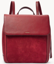 Fossil Claire Dark Red Leather &amp; Suede Backpack SHB3045627 NWT $200 Retail - £73.51 GBP