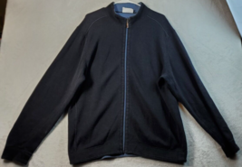 Tommy Bahama Sweater Mens Black Blue Long Raglan Sleeve Full Zipper Reversible - £19.54 GBP
