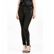 PAIGE Merci Slim Pants Black Stretch Faux Leather Tuxedo Stripe SZ 30 NEW $219 - $79.20